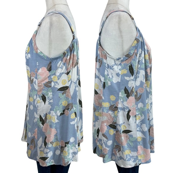 Torrid NEW Fit And Flare Rayon Slub Button Front Cami Floral Blue Med Large 10 - Picture 4 of 14